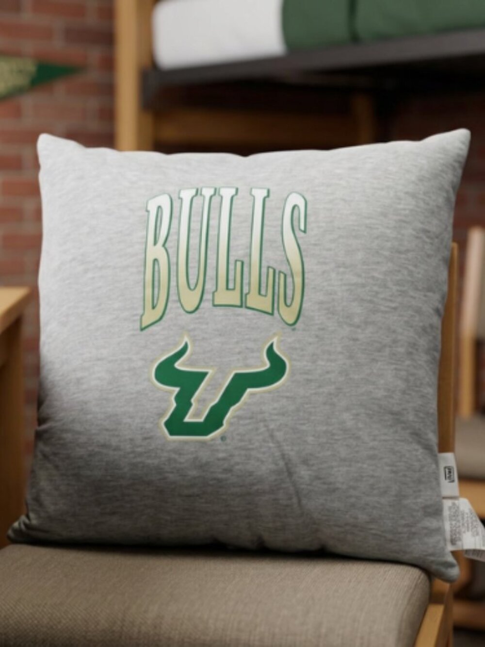 NCAA South Florida Bulls 16" Sweatshirt Throw Pillow Heather Gray Soft Plush New